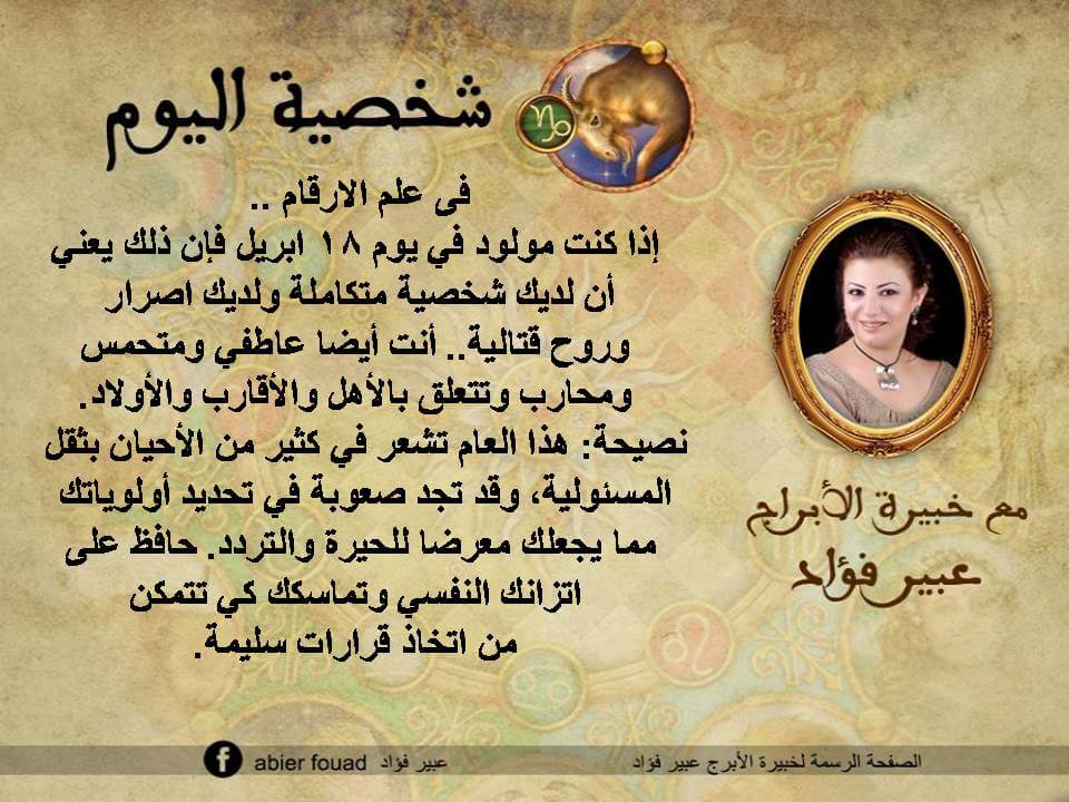 شخصية اليوم 18 ابريل عبير فؤاد